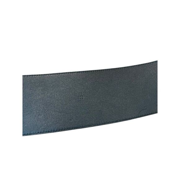Jil Sander Mens SZ 40 Black Smooth Very Wide Leather Belt Italy Silver Buckle - Picture 3 of 8